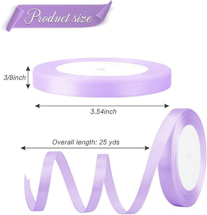 Purple Ribbon for Gift Wrapping Light Purple Lavender Purple Ribbon Satin 3/8 - Image 2