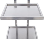 2 Tier Foldable Tray Trolley, Stainless Steel Salon Storage Metal Rolling Cart Mobile Hairdressing Tool Organizer with Wheels for Hair Salon, Studios, Spa Salons (Silver)