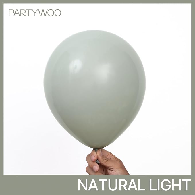 PartyWoo Dusty Green Balloons 140pcs Different Sizes Pack of 18 12 10 5 Inch - Image 3