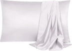 uxcell 2 Pack Silk Satin Pillowcase for Hair and Skin, Cool, Silky, Soft Breathable Pillow Cases Standard Size 20x26 Inch Sateen Pillowcase Lavender Gray with Envelope Closure