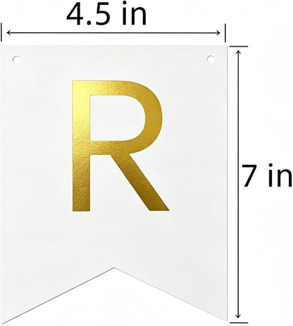 Happy Birthday Banner With Shiny Gold Letters, Swallowtail Design Hanging Signs - Image 2