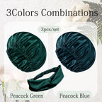 Hair Bonnets 3Pcs Satin Bonnet For Sleeping Silky Bonnets Womens Silk Bonnet Night Caps Curly Hair Sleep Cap For Women