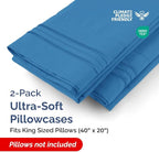 King Pillow Cases Set of 2 - Ultra Soft Hotel Quality Pillowcase Covers - Comfy, Cozy & Wrinkle Free - Shrinkage, Stain & Fade Resistant - Machine Washable Pillow Protectors - 2 Piece Set - Royal Blue
