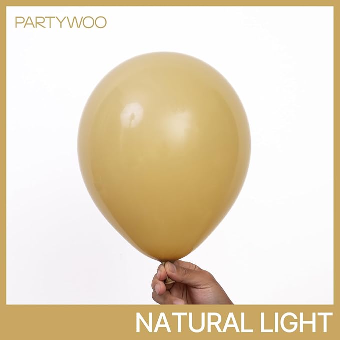 PartyWoo Tan Balloons 100 pcs 12 Inch Light Brown Neutral Boho Coffee Latex - Image 3