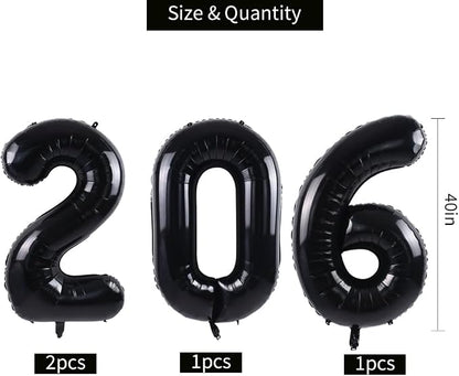 TONIFUL 2026 Graduation Balloons 42Inch Black 2026 Number Balloons Aluminum - Image 2