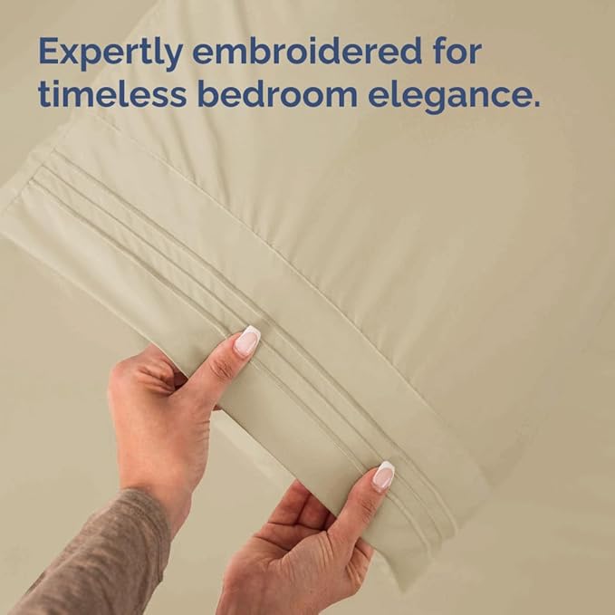 King Pillow Cases Set of 10 - Ultra Soft Hotel Quality Pillowcase Covers - Comfy & Wrinkle Free - Shrink, Stain and Fade Resistant - Easy-Care, Machine Washable Pillow Protectors - 10 Pcs Set - Cream