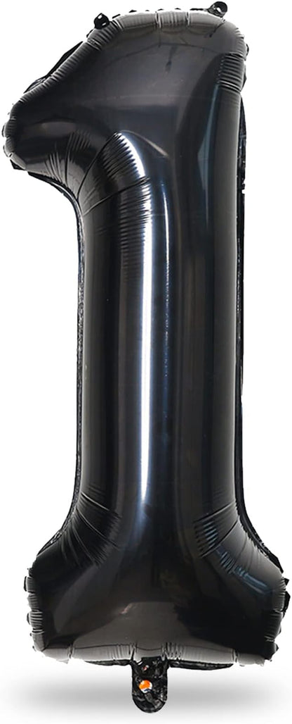 40 Inch Black Foil Balloon Number 1, Giant Self Inflating Number Balloons 0-9 by Lingqiang