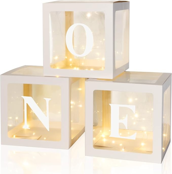 Qeeenar 3 Pcs Balloon Box Decorations First Birthday Decorations by Qeeenar