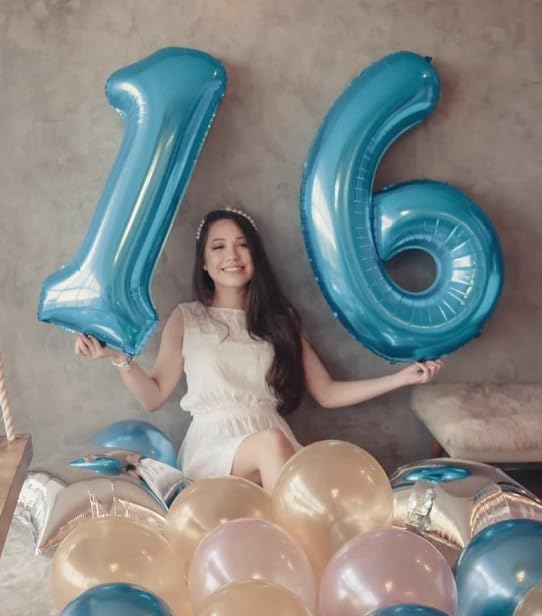 Pearl Blue Number 3 Balloon 40 inch, 3rd Birthday Party Balloons Decorations | - Image 7