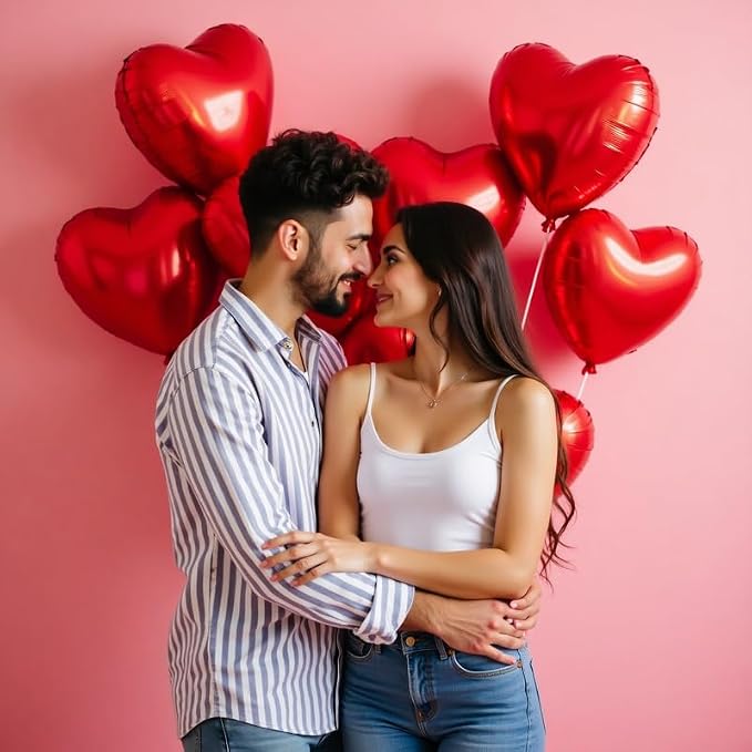 Biapian Red Heart Balloons, Valentine Decorations, Anniversary - Image 4