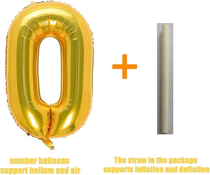 32 Inch Gold Number 0 Balloons Foil Ballon Digital Birthday Party Decoration - Image 4