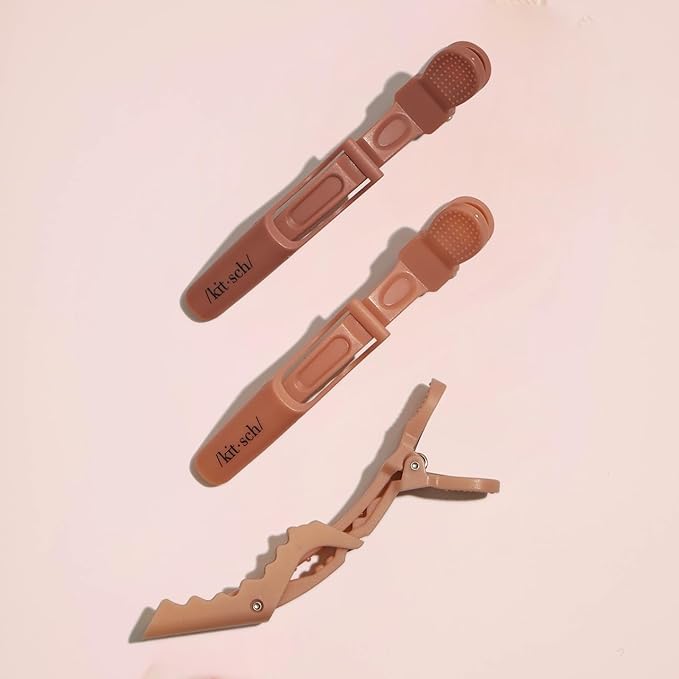 Kitsch Crocodile Hair Claw Clips - Professional Hair Accessories for Sectioning, Cutting, Coloring, Blow Drying | Salon Quality Alligator Clips | No Slip, Ergonomic | Ideal Gifts for Women - 3pc Blush