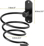 Blow Dryer Holder Wall Mounted Bathroom Hair Dryer Hanger Hair Tool Organizer for Full Size Dryer Swivel Storage Rack with Armrests for Flat Iron Curling Iron Space Saving Design (Black)