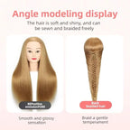 80% Real Hair Mannequin Head Training Head Manikin Cosmetology Doll Head for Hairdresser Practice Braiding Hair Styling with Clamp stand 26-28inch
