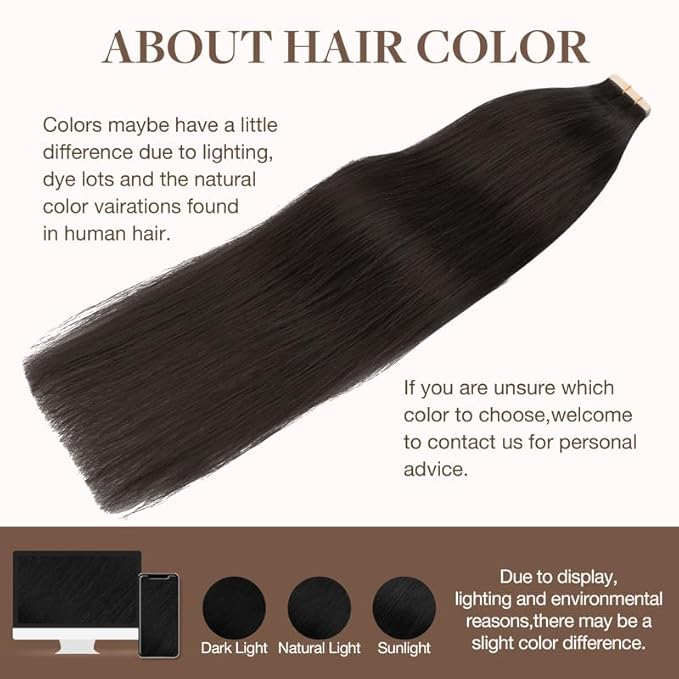 GOO GOO Tape in Hair Extensions Human Hair, 1B Natural black, 20inch 100g 40pcs, Skin Weft Seamless Invisible, Silky Straight with Thick Ends, Remy Human Hair