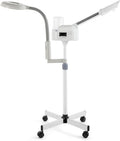 Professional Facial Steamer 2 in1 Steamer for Face 5X LED Magnifying Lamp Facial Steamer for Esthetician Beauty Face Equipment Use at Home or Salon（White）