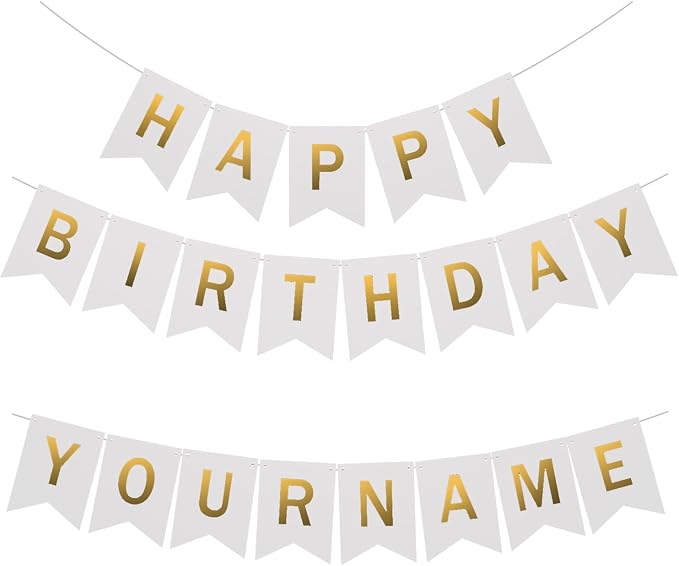 White Happy Birthday Bunting by Uorbmaio