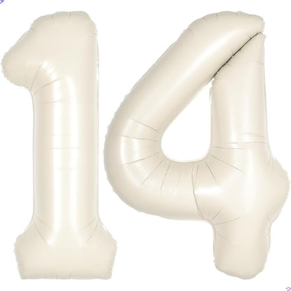 Cream White Number 14 41 Balloon by Unknown