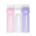 YANTAISIYU Root Comb Applicator Bottle 6 Ounce Hair Oiling Applicator 3 Pieces Hair Dye Bottle Hair Root Comb with Graduated Scale (Pink White Purple)