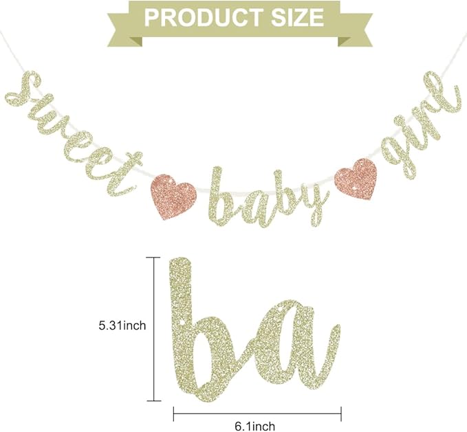 BEISHIDA Pre-Strung Glitter Champagne Girl Baby Banner Baby Shower Decor | NO - Image 2
