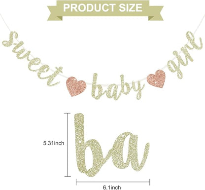 BEISHIDA Pre-Strung Glitter Champagne Girl Baby Banner Baby Shower Decor | NO - Image 2