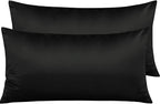 NTBAY Zippered Satin Pillow Cases for Hair and Skin, Luxury King Hidden Zipper Pillowcases Set of 2, 20x36 Inches, Black