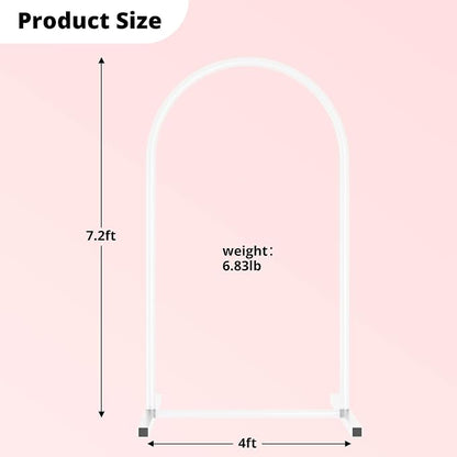 7.2 ft White Metal Balloon Arch Stand, Arch Backdrop Stand - Image 2