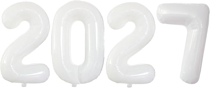 White 2027 Foil Number Balloons by GOER