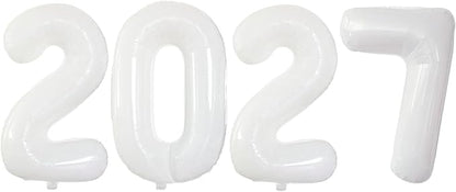 White 2027 Foil Number Balloons by GOER