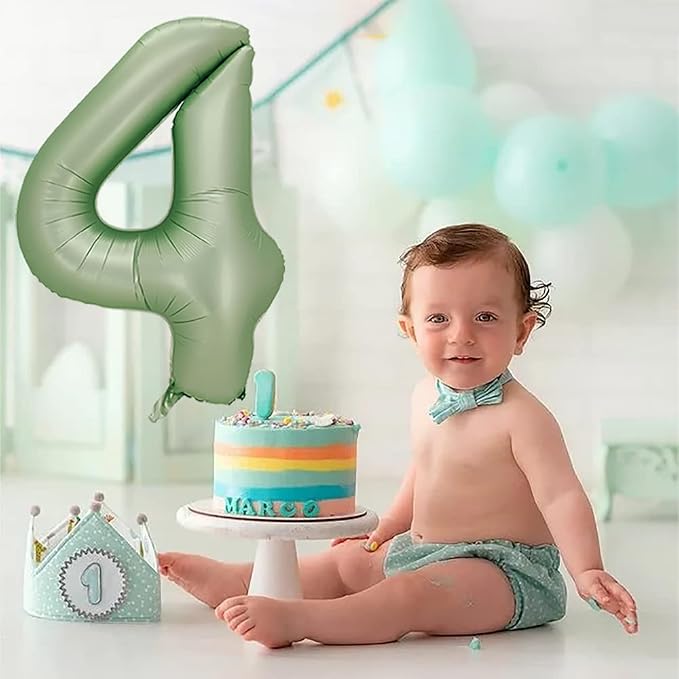 Number 4 Balloon, 40-Inch Sage Green Number Balloon | 40-inch foil balloon - Image 5