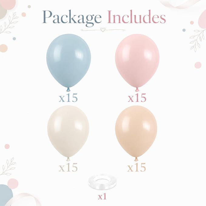 Dusty Pink Blue Balloon 60 Pcs Gender Reveal Balloons Blush Pink Slate Blue - Image 2