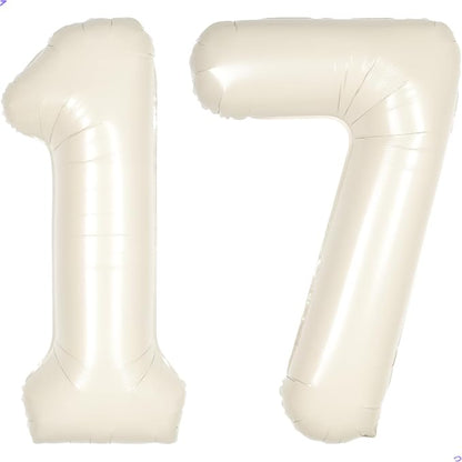 Cream White Number 17 71 Balloon by Unknown