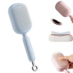 Retractable Cushion Massage Comb, 2026 New Self Cleaning Hair Brush, Anti Static Self Cleaning Hair Brush for Women Men (Blue)