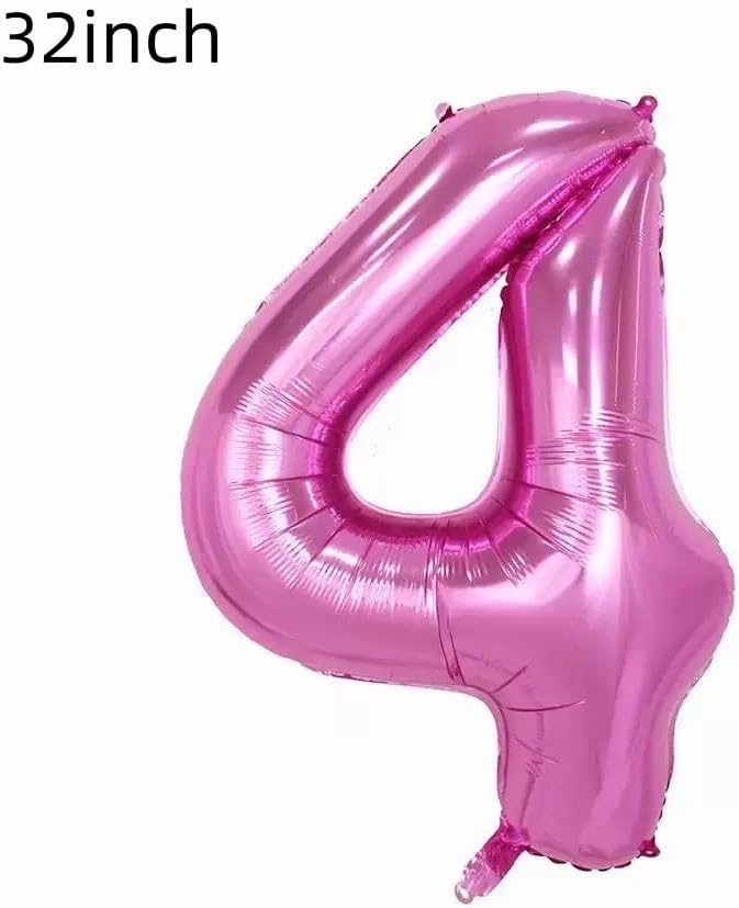 32 inch Pink Number 4 Balloons，4th Large Foil Balloons Pink Decorations - Image 4