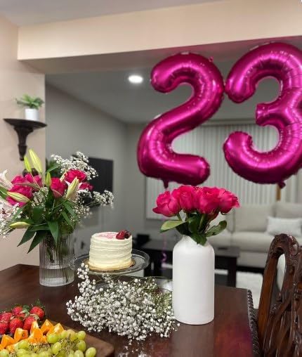 Hot Pink Number 3 Balloon 40 inch, Balloon numbers party supplies, deco photo - Image 4