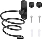 YWHWXB Hair Dryer Holder,Wall Mounted Spiral Hair Dryer Shelf,Bathroom Stainless Steel Hair Dryer Bracket,Self-Adhesive Hair Dryer Storage Rack (Black)