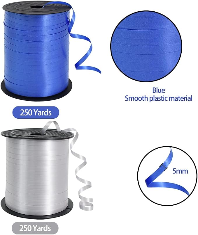 TONIFUL 500 Yards Blue and Silver Curling Ribbon Balloon String | Balloon - Image 2