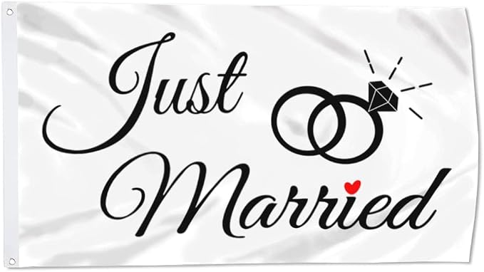 Just Married Flag Banner Outdoor Indoor Decoration Flag 3x5Feet Double Stitched by Cayyon