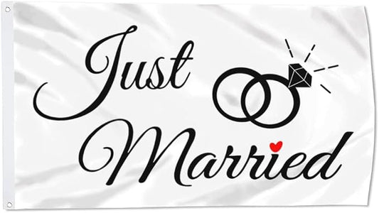 Just Married Flag Banner Outdoor Indoor Decoration Flag 3x5Feet Double Stitched by Cayyon