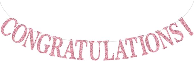 Pink Glitter Congratulations Banner, Congrats Grad/Class of 2026/So Proud of You by PYBHILK