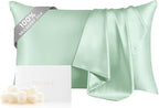 THXSILK 100% Mulberry Silk Pillowcase for Hair and Skin Health, Soft Breathable and Smooth Pillowcase with Hidden Zipper, Both Sides Premium Grade 6A+ Silk, 1pc (Standard 20"x26", Turquoise Green)