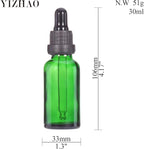 YIZHAO Green Glass Dropper Bottle 1oz, Tincture Bottles with Glass Dropper, for Essential Oils, Aromatherapy, Cosmetic, Laboratory, Pharmacy, Liquids, Travel –12 Pcs
