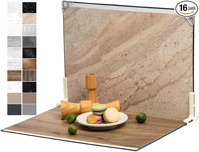 16 x 11.5 in Product Photography Backdrops, 10 Sheets, 20 Patterns | Compact by MDAOCRY