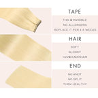 Tape in Extensions for Women 24 Inch Tape in Hair Extensions Color 60 Platinum Blonde Real Hair Extensions for Thin Hair 20pcs Seamless (60#,24 Inch)
