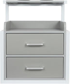 Suspended Salon Station for Hair Stylist, Wall Mounted Styling Salon Station Storage Cabinet w/2*Drawers &Hair Dryer Stand,Floating Nightstand Stylist Storage Cabinet for Home (Gray+ Silver)