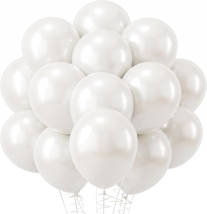 RUBFAC Pearl White Balloons 120pcs 12 Inches White Latex Party Balloons by RUBFAC
