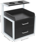 Suspended Salon Station for Hair Stylist, Wall Mounted Styling Salon Station Storage Cabinet w/2*Drawers &Hair Dryer Stand,Floating Nightstand Stylist Storage Cabinet for Home (Black+ Silver)