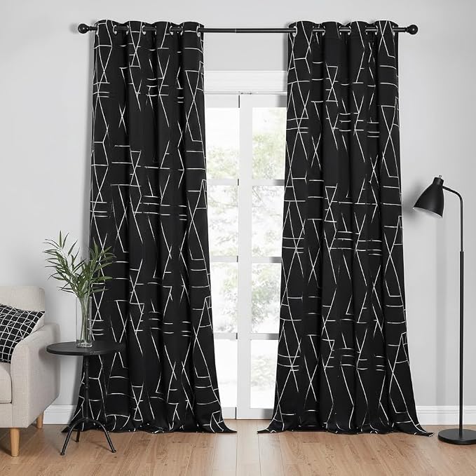 NICETOWN Blackout Curtains for Patio, Modern Foil Printed Geometric Line Home - Image 6