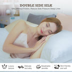 100% Mulberry Silk Pillowcase 2 Pack,Queen Size Silk Pillow Cases for Hair and Skin,Silky Smooth Bed Pillow Cover with Hidden Zipper,Natural Silk Pillow Case Set of 2 (White, Queen 20X30)