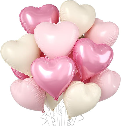 Pink Heart Balloons, 18 Inch Cream Sand White Balloons Helium by BIAPIAN